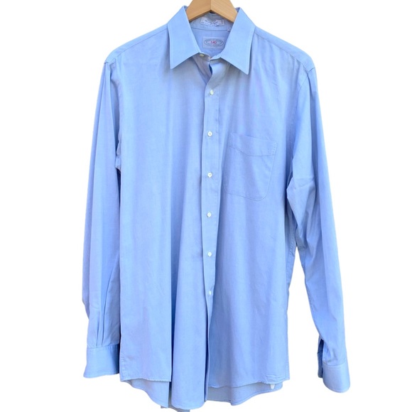 NORTON DITTO ND‎ Light Blue 100% Cotton 80's 2-ply Pinpoint L/S Shirt Sz L 16-36 - Picture 1 of 7